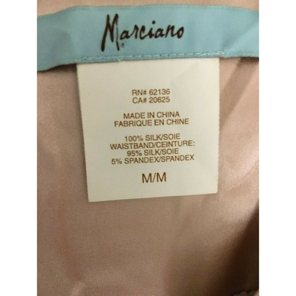 Marciano Mini Silk Skirt Size Medium Blush Color Pleated Waistband Sequin Hem - Picture 2 of 7